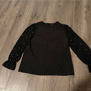 SHEIN size small black blouse with pearls
